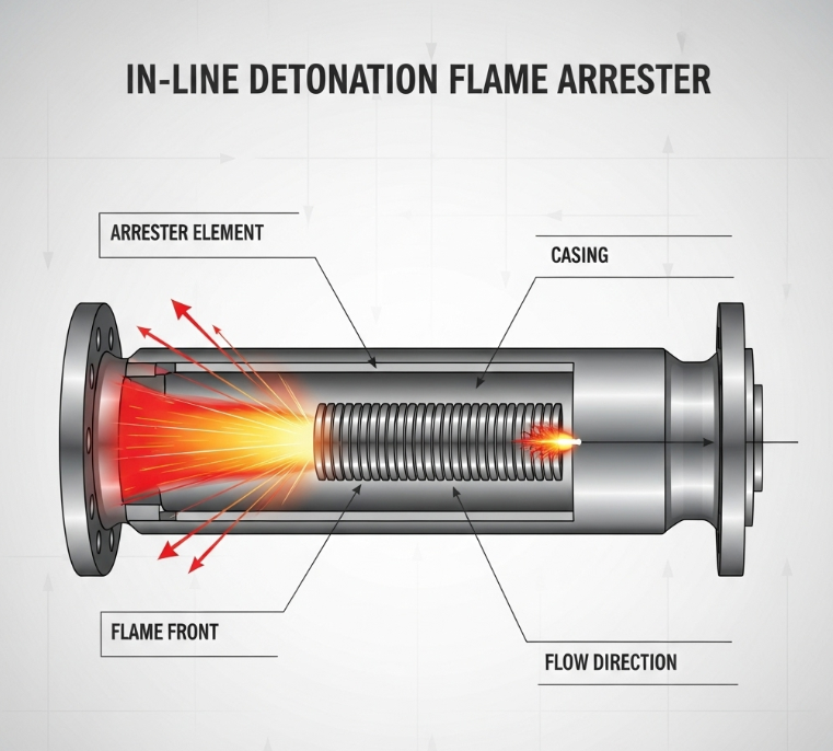 In Line Detonation Flame Arrester