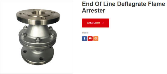 End Of Line Deflagrate Flame Arrester  Products